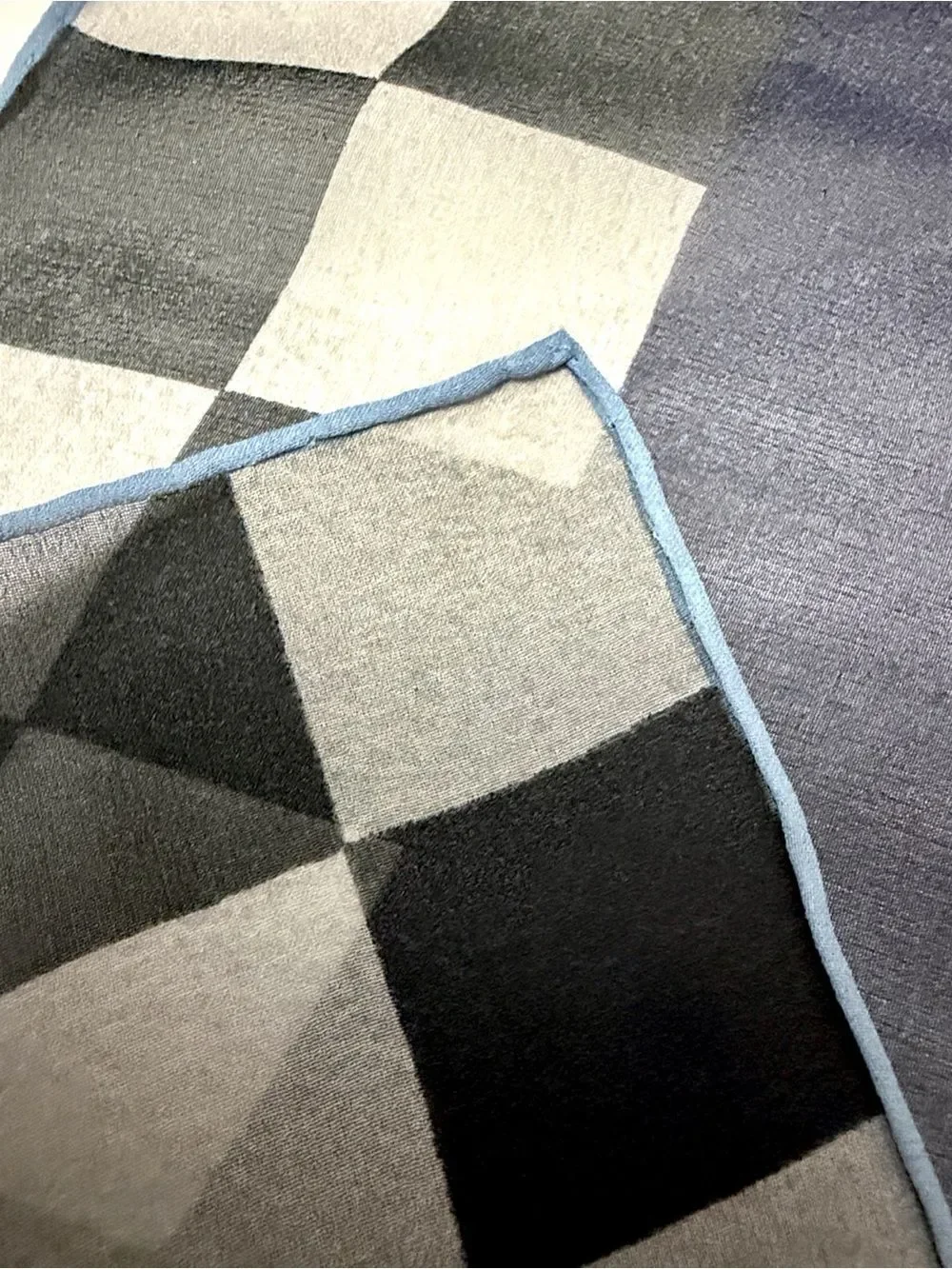 Bvlgari Signed Davide Pizzigoni Silk Chiffon Scarf Abstract Checkerboard Italy